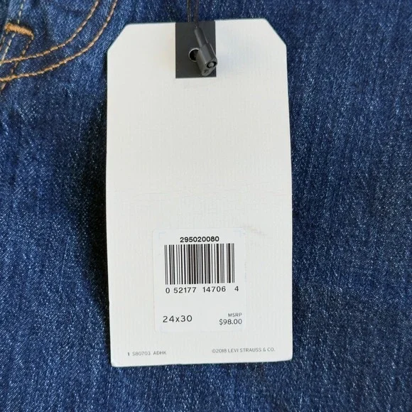 Levi's 501 Skinny Jeans Womens Size 24 Dark Wash Premium Denim New with Tags - Picture 9 of 9